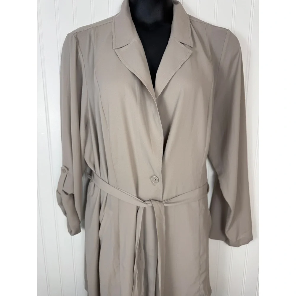 Torrid Trench Jacket Taupe Drape Front Roll Sleeve 3X 22-24 FLAW nwt Classic